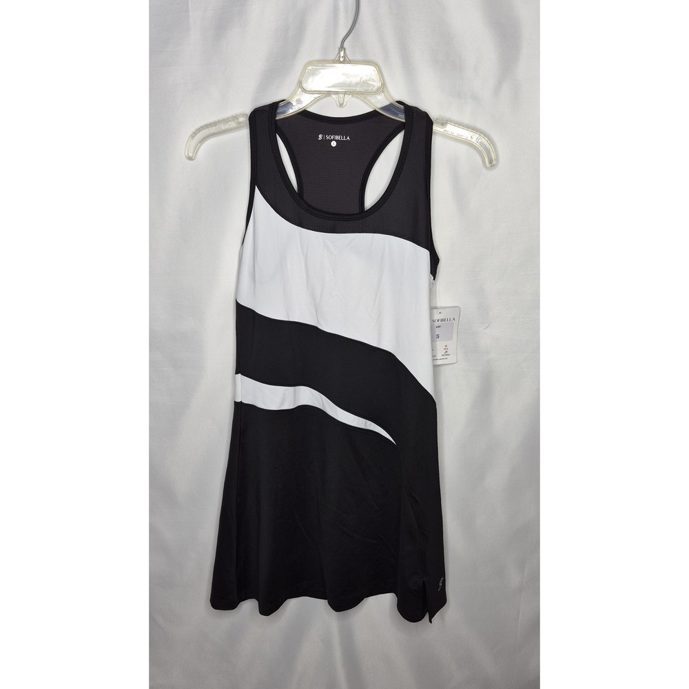 Sofibella Women Black White Colorblock Tennis Pickleball Dress UPF 50 2281